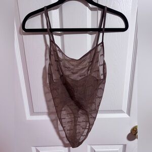 Skims logo print see-through bodysuit